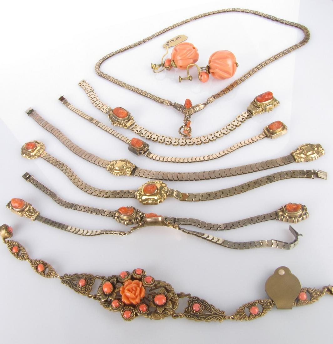 Vintage Coral and Cameo Jewelry Grouping (1 of 1)