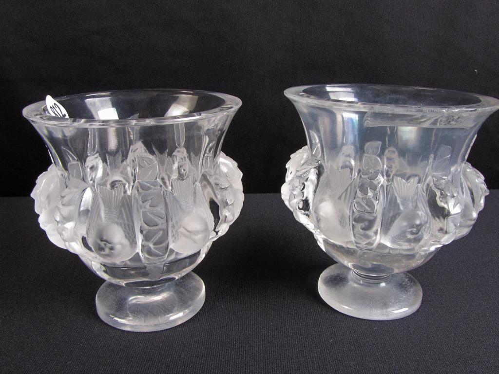 Pair of Lalique Dampierre Crystal Vases (1 of 5)