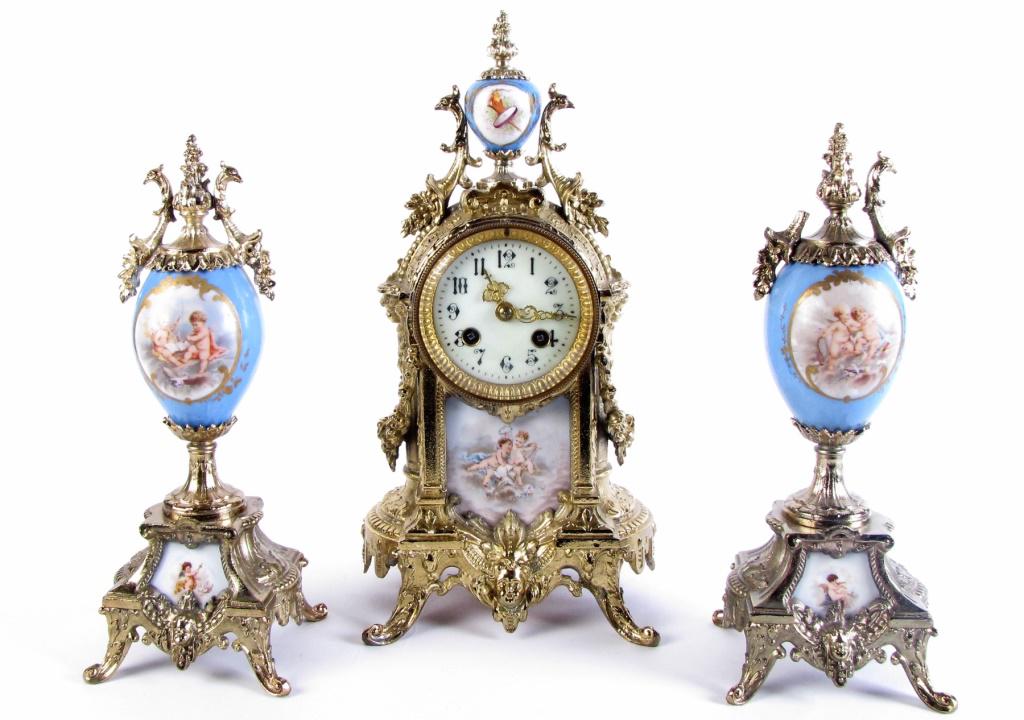 Antique French Mantle Clock with Garniture (1 of 14)