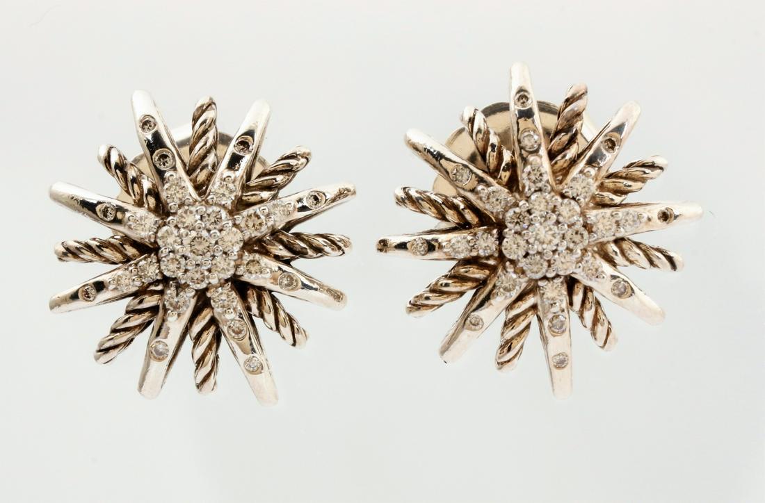 DAVID YURMAN STARBURST STERLING DIAMOND EARRINGS (1 of 2)
