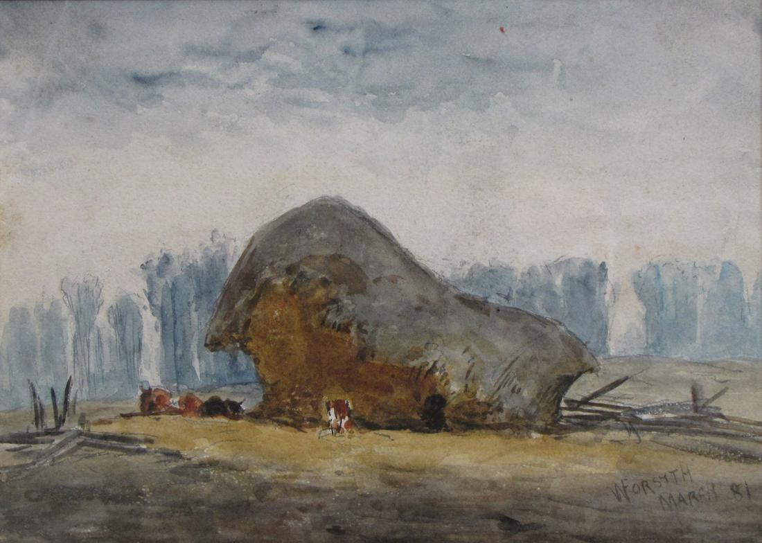 William J Forsyth 7x9.5 WC Cows and Haystack (1 of 3)