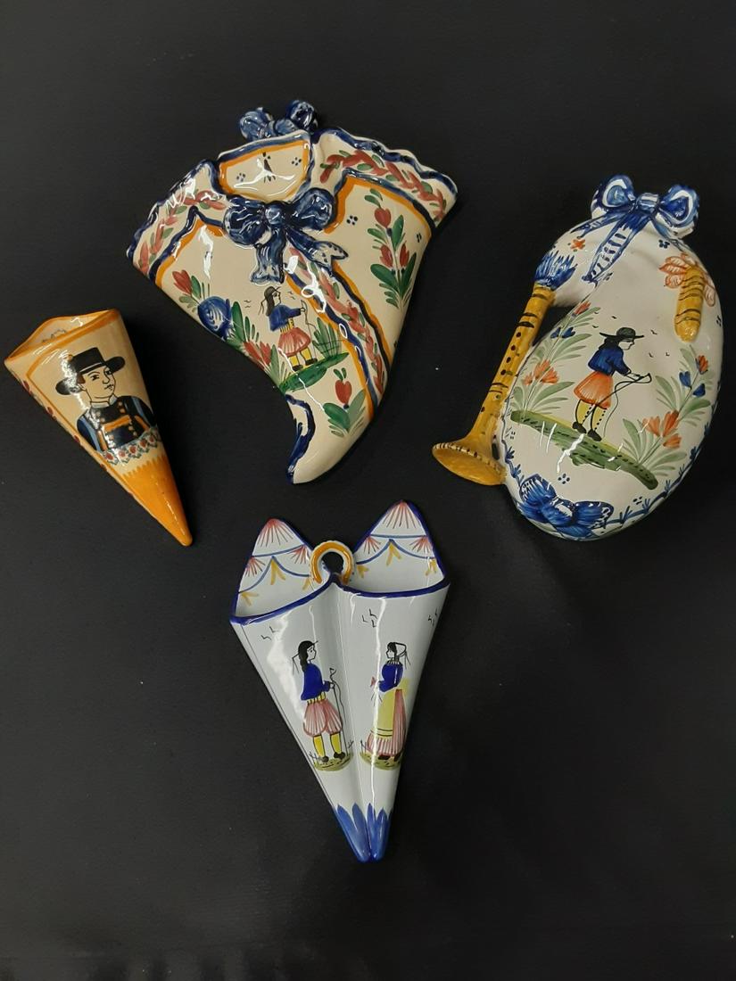 Four, Quimper Faience Wall Pockets (1 of 9)