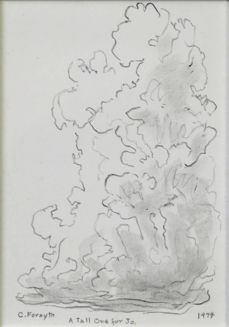 Constance Forsyth Drypoint Etching, "Tall Cloud" (1 of 4)