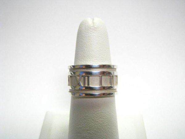 Tiffany Sterling Silver Atlas Ring: Tiffany Sterling Silver Atlas Ring, size 6.75, with Tiffany pouch