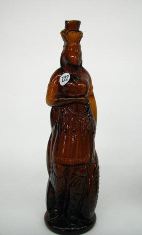Brown's Indian Queen Antique Bitters Bottle: Brown's Celebrated Indian Queen Herb Bitters Antique Bottle, in amber, uneven molding on opening - see photo