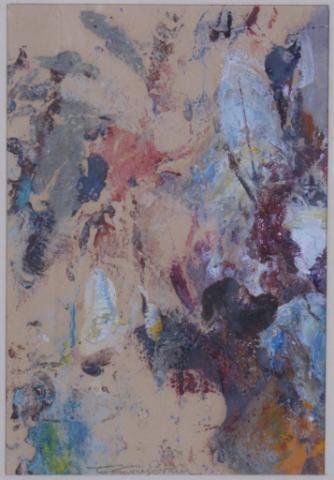 C Curry Bohm 7 x 5 Gouache Abstract Composition: Claude Curry Bohm (IN, 1894-1971 ), 6.75 x 4.75 Gouache, Signed Lower Middle, Abstract Composition