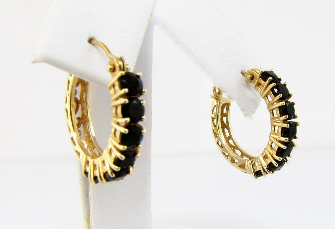 14K Yellow Gold Sapphire Hoop Earrings (1 of 1)