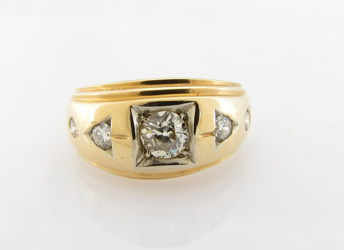 14K Yellow Gold Gentleman's Five Diamond Ring (1 of 2)