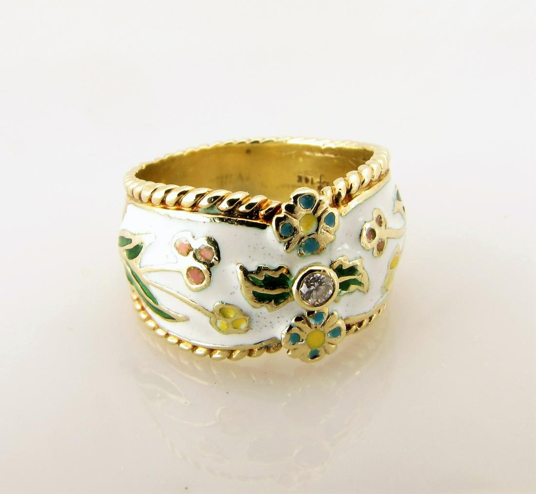 14K Yellow Gold Enameled Band Ring (1 of 3)