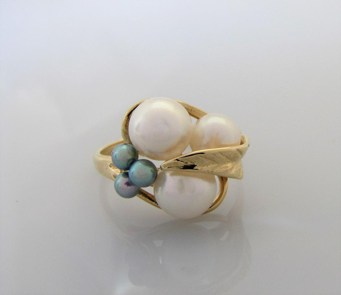 14K Yellow Gold Cultured Pearl Cluster Ring (1 of 2)