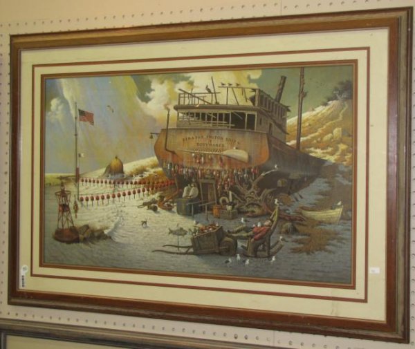 Charles Wysocki Limited Edition Print: Charles Wysocki Limited Edition Print, "Where the Buoys Are", 1990, 441 of 2750, pencil signed