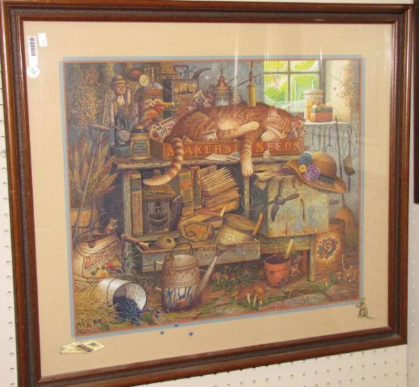 Charles Wysocki Limited Edition Print: Charles Wysocki Limited Edition Print, "Remington the Horticulturist", 1994, 3313 of 15000, pencil signed, framed and matted
