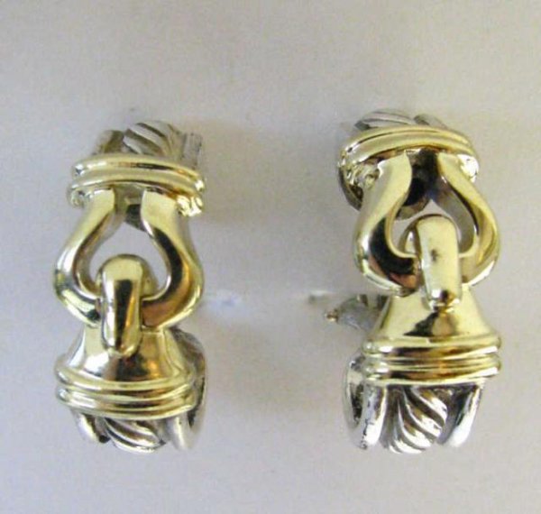Pair of David Yurman Cable Buckle Earrings: Pair of David Yurman Cable Buckle Earrings