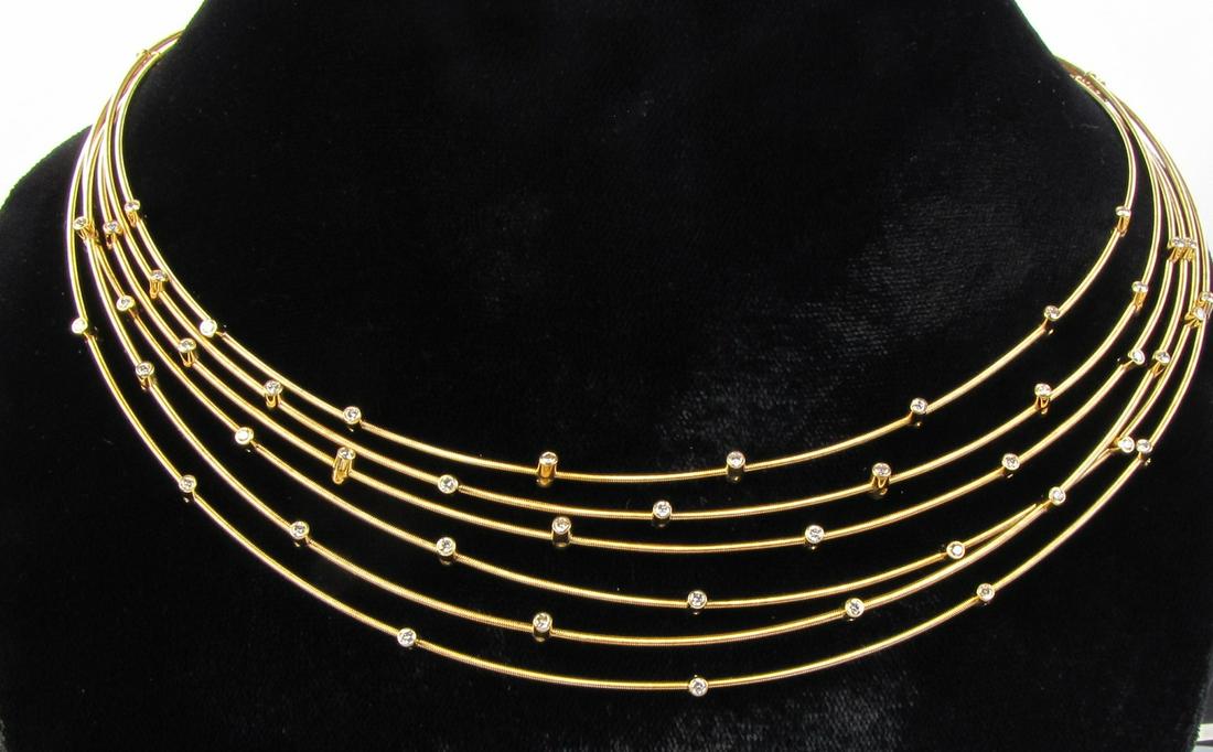18K Yellow Gold Multi Strand Diamond Necklace (1 of 3)