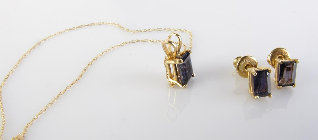 14K YG Tanzanite Pendant, Chain, Earrings (1 of 1)