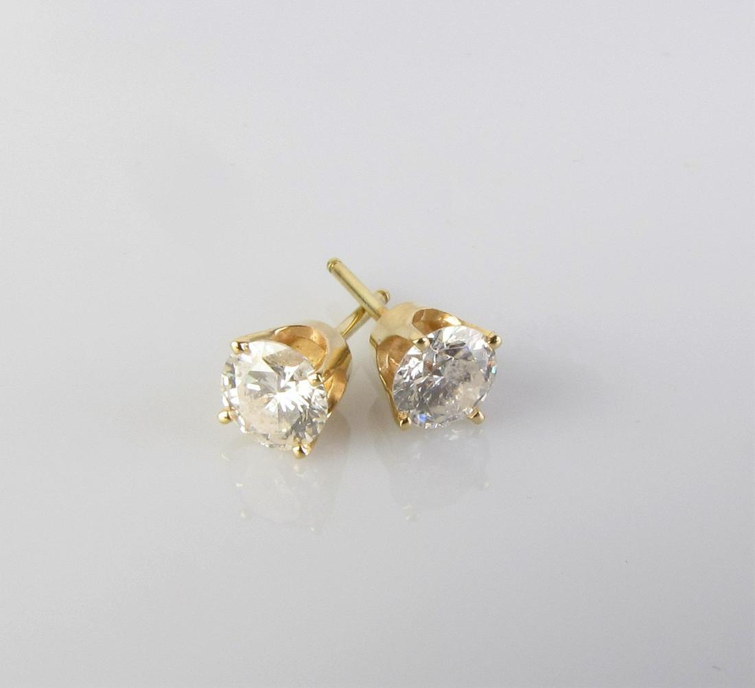 Pair of 14K Yellow Gold Diamond Stud Earrings (1 of 3)