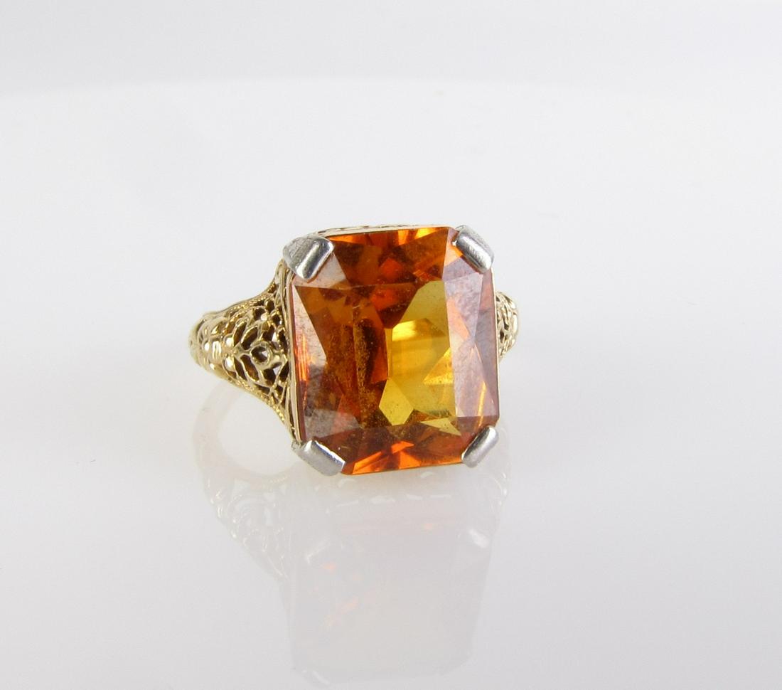 18K Antique Filigree Ring, Citrine (1 of 1)