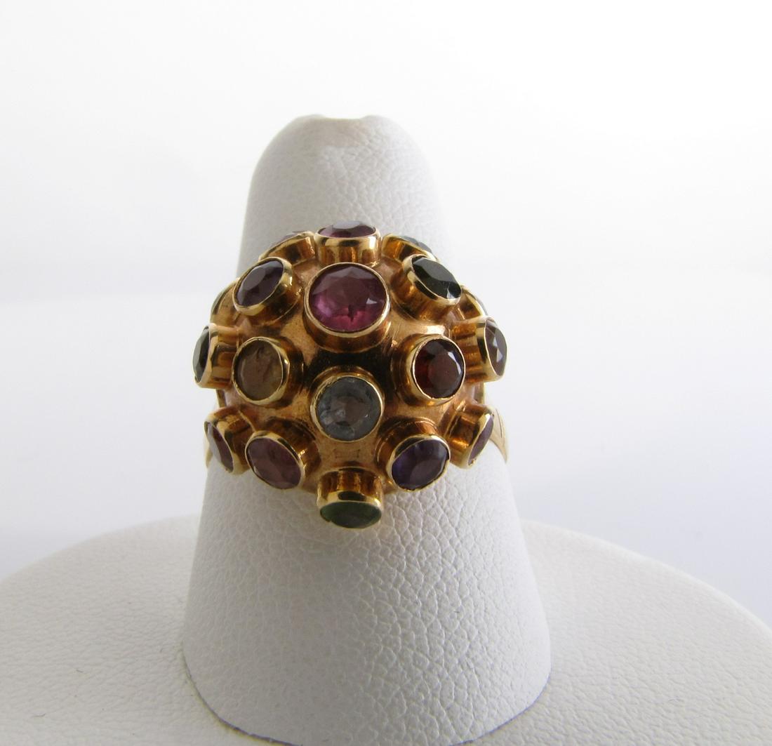 14K YG Dome Ring with Colored Stones (1 of 2)