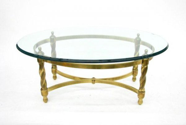 Brass Cocktail Table with Beveled Glass Top: Brass Cocktail Table with Beveled Glass Top