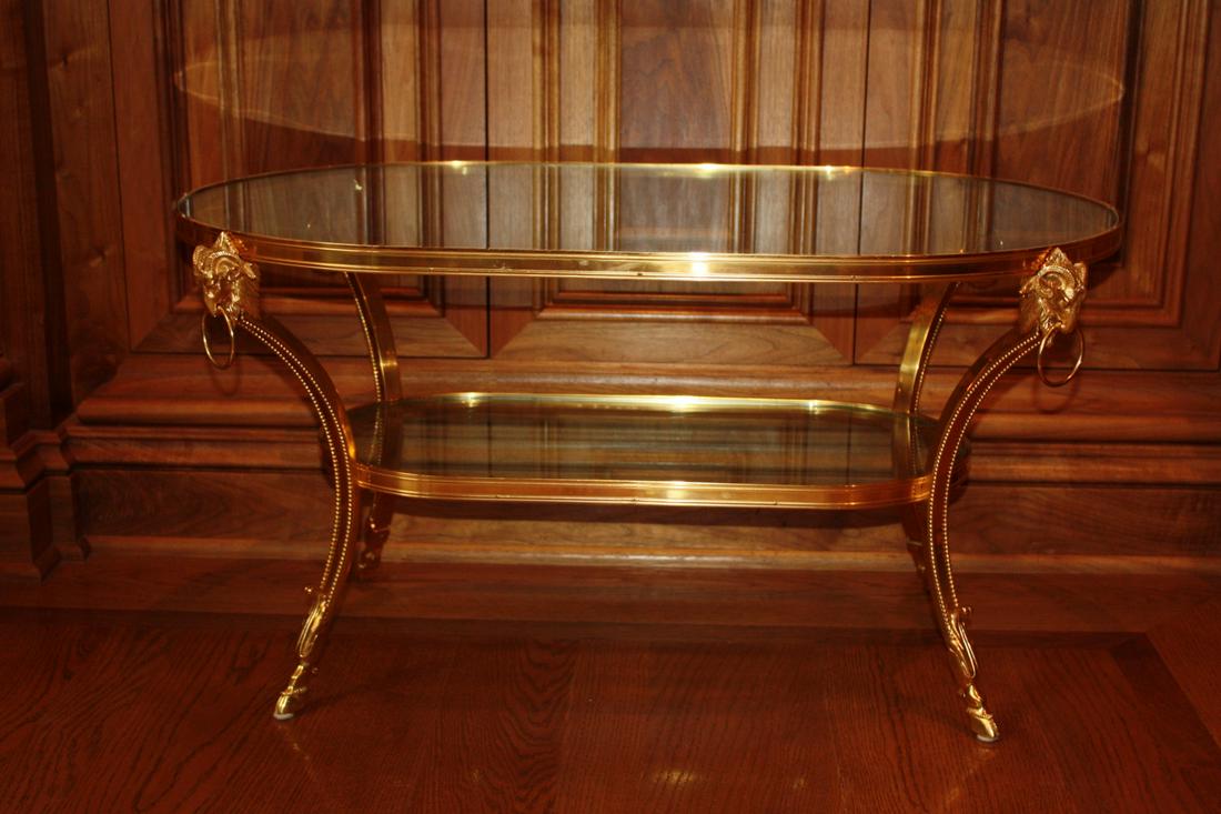 Empire Style Brass and Glass Cocktail Table (1 of 3)