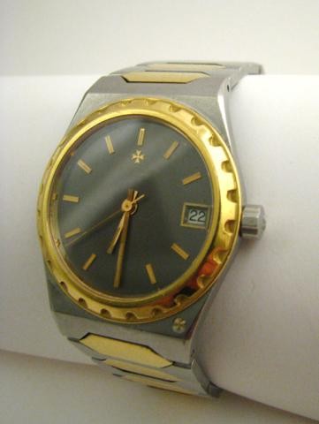 Vacheron Constantin 18K Stainless 222 Wristwatch: Vacheron Constantin model 222 medium size watch, 1977, stainless and 18K gold, no box, no papers, few finish scratches, overall nice condition UPDATED 7/19- seller has located the leather, 10-inch tri