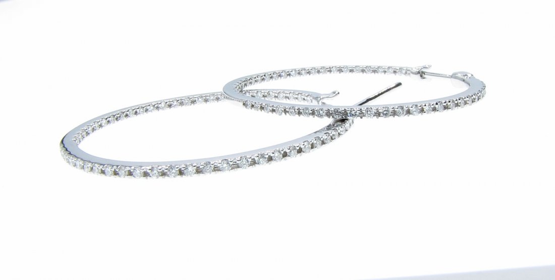 18K White Gold Inside/Out Diamond Hoop Earrings (1 of 2)