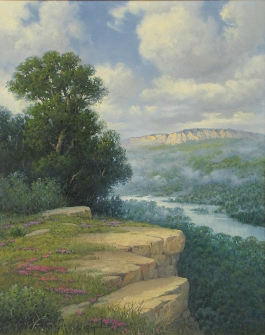 Cal Gaspard 30x24 O/C "Overlook": Cal Gaspard (U.S., 1934-) 30x24 , O/C , Signed lower left , "Overlook" Provenance Austin Galleries, TX, tag verso Size as framed 34" x 28"