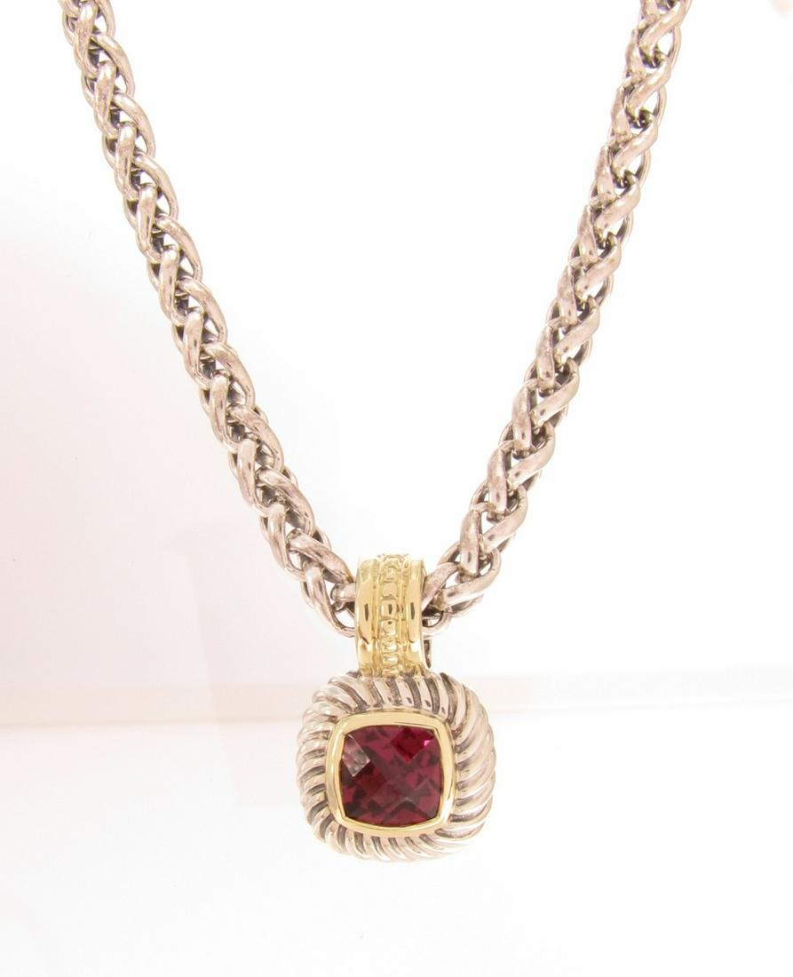 David Yurman Garnet Pendant, Chain (1 of 2)