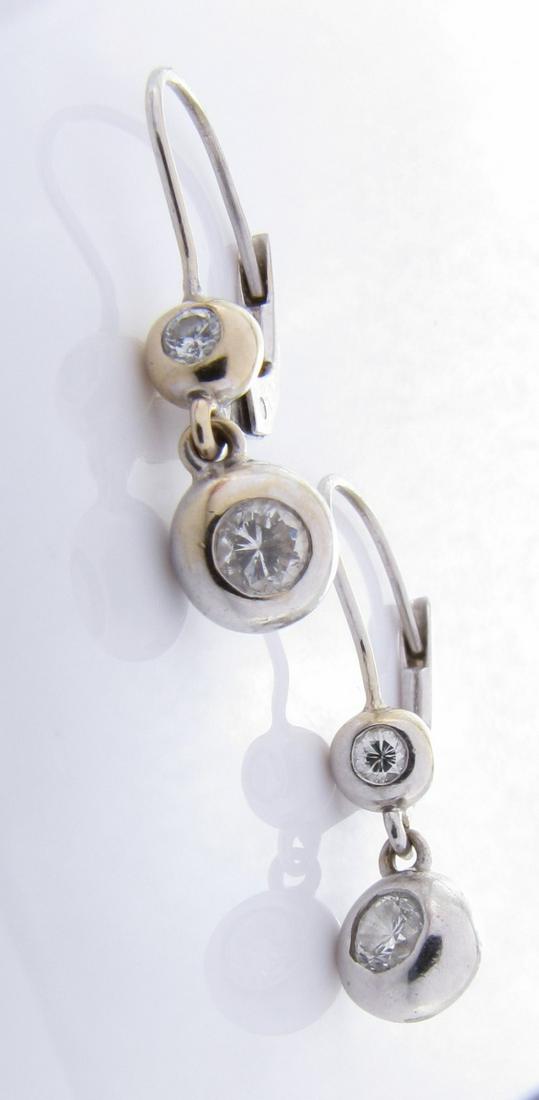 14K White Gold Double Diamond Drop Earrings (1 of 1)