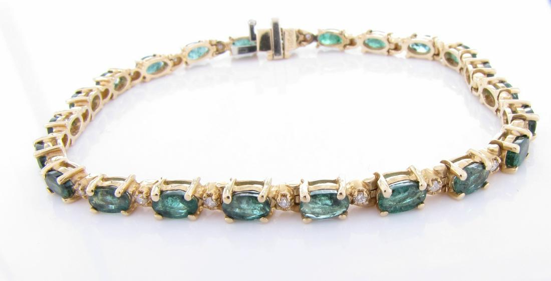 14K Yellow Gold Emerald and Diamond Bracelet (1 of 3)
