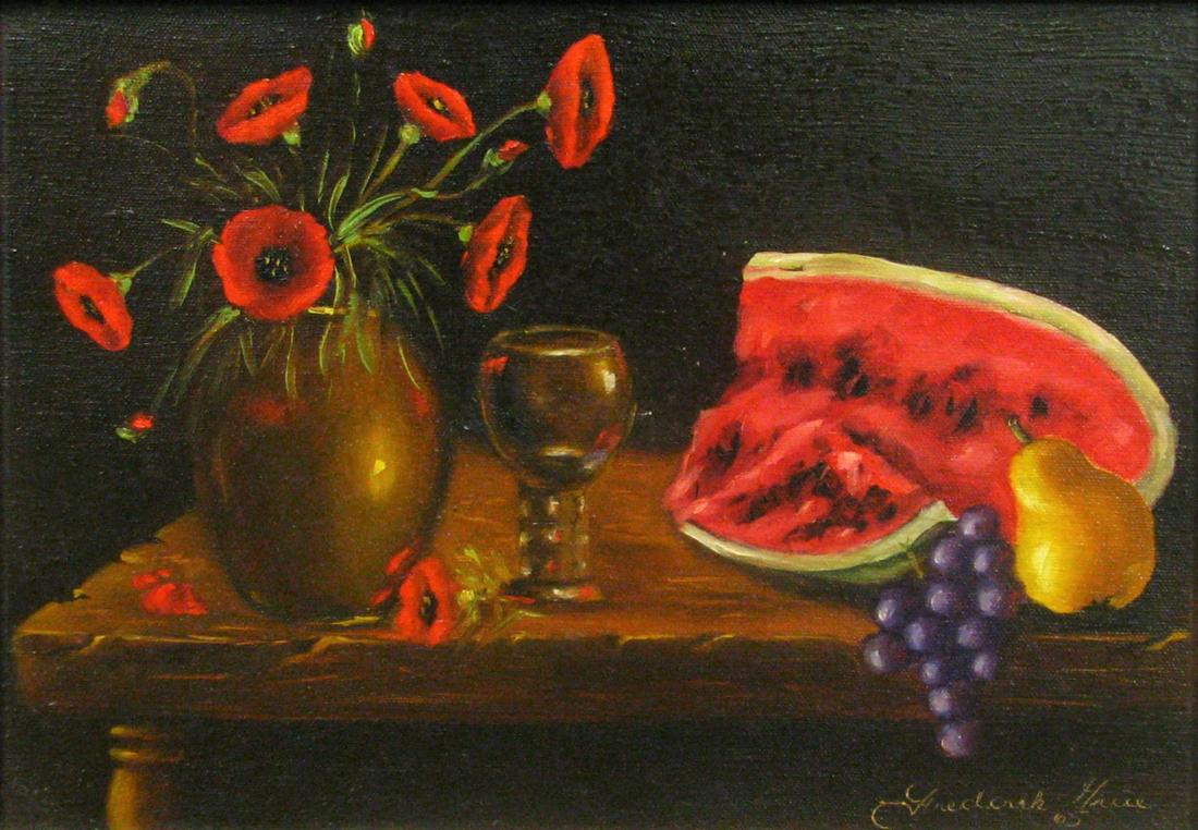 Frederick Grue 10x14 O/C Still Fruit and Flowers (1 of 3)