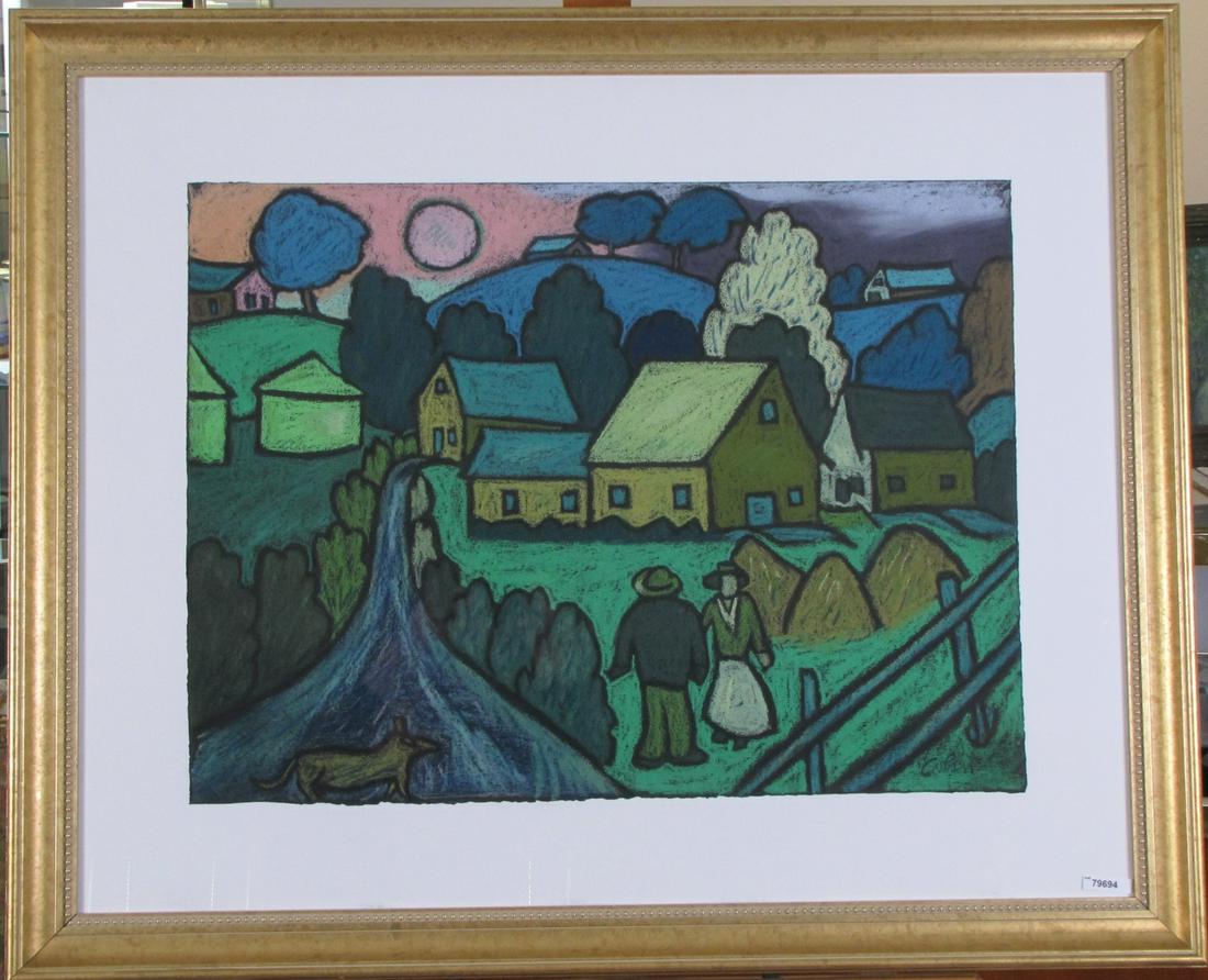 George Colin 22x30 Pastel Country Village (1 of 3)
