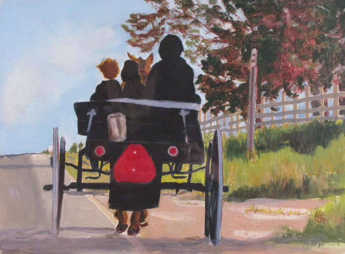 Henry "Hank" Leff 17.5x24 Gouache Amish Buggy (1 of 2)