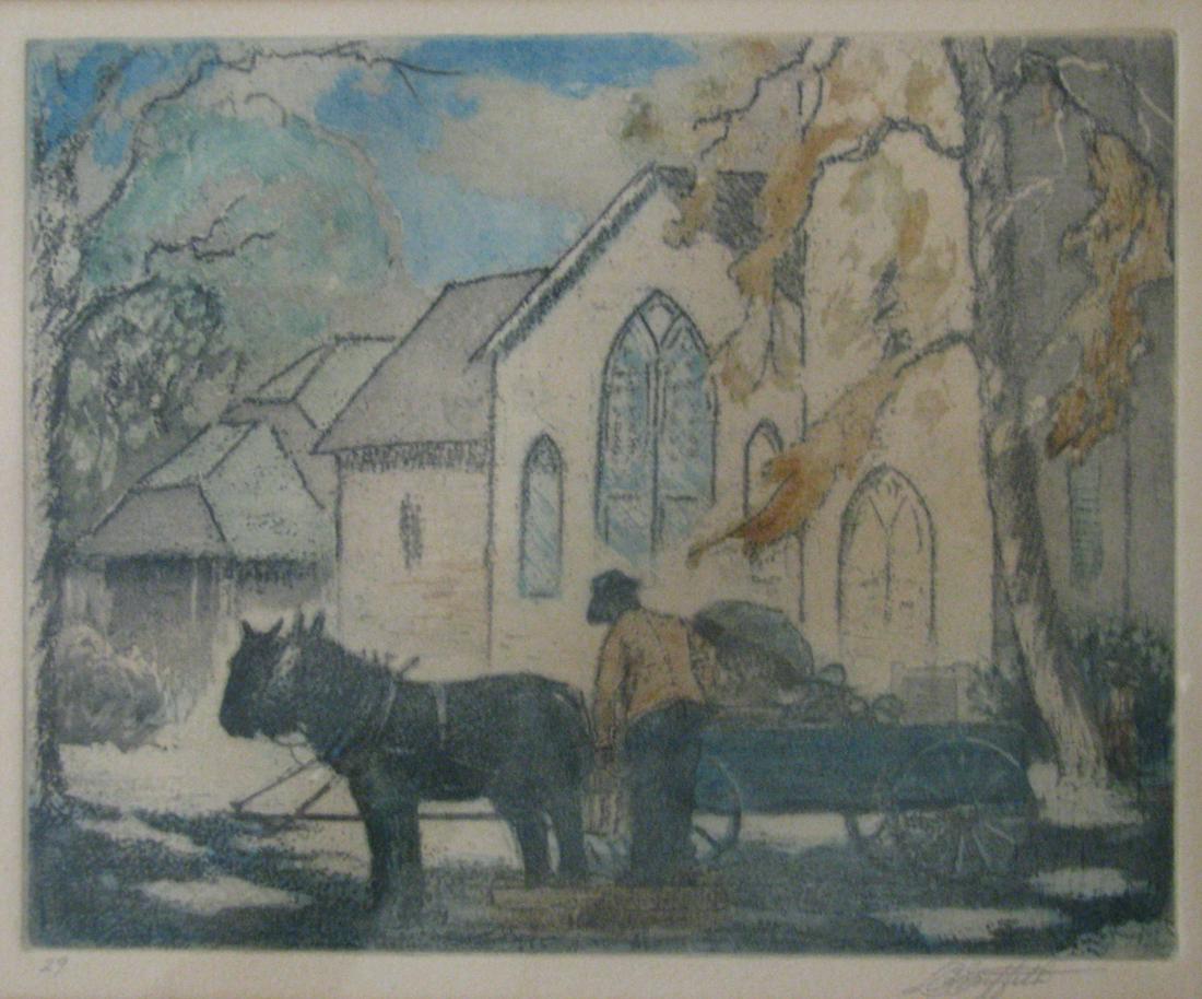 L.O. Griffith Aquatint Etching, "Village Well" (1 of 4)