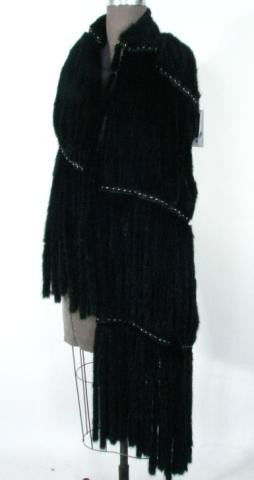 Ranch Mink Stole w/Fringes, Studs & Leather Insert: Ranch Mink Stole w/Fringes, Studs & Leather Inserts "Rizal" 12" x 76" , Size N/A , Length 76 , Retail Price $2,995 , Stock # 021570