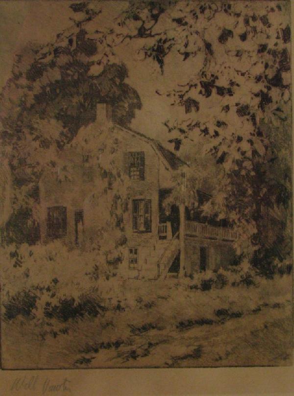 Will Vawter Engraving, Madison, IN House: John William Vawter (IN, 1871-1941), 10 x 8 Engraving, Signed Lower Left, Madison, Indiana House, 14 x 11 as framed