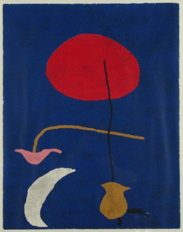 Joan Miro Print, Entwurf fur eine Tapisserie: Entwurf fur eine Tapisserie, by Joan Miro, 24.75 x 19.5 image size, screen print, size as framed 33.25 x 28