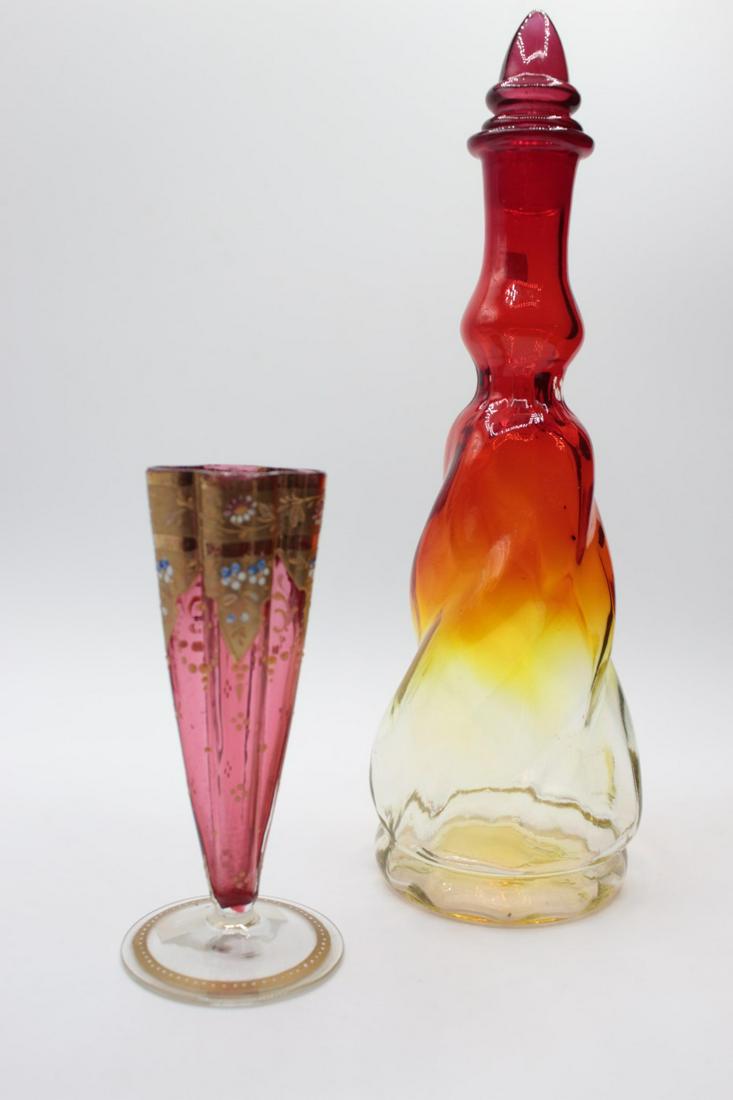 Two Antique Amber Art Glass Items (1 of 6)