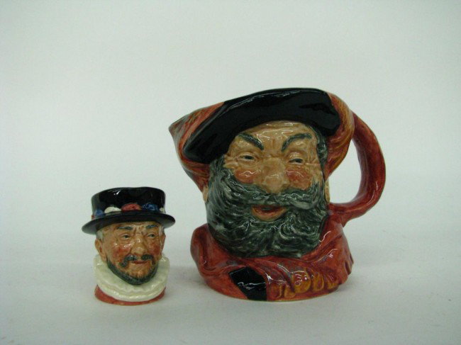 Two Royal Doulton Toby Mugs: Two Royal Doulton Toby Mugs including 6.5" "Falstaff", and 3.5" "Beefeaters"