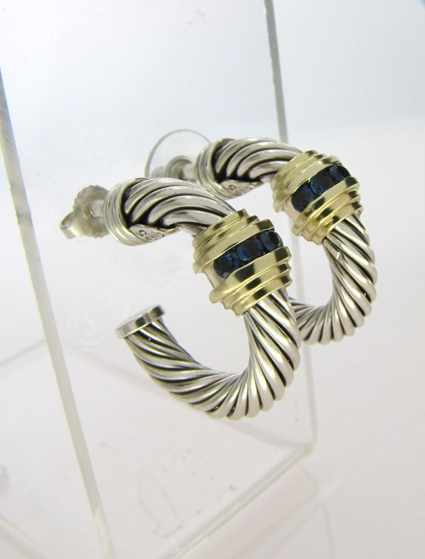 David Yurman 18K, Sterling Sapphire Hoop Earrings (1 of 2)