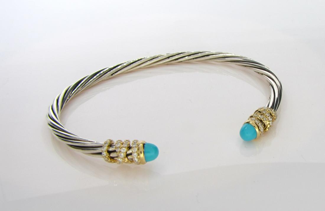 David Yurman Helena Turquoise, Diamond Cuff (1 of 1)