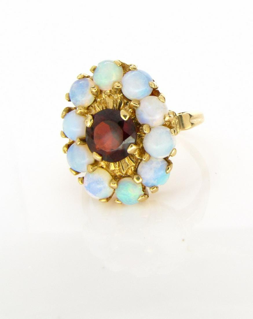 Romany 14K YG Opal, Garnet Ring (1 of 3)