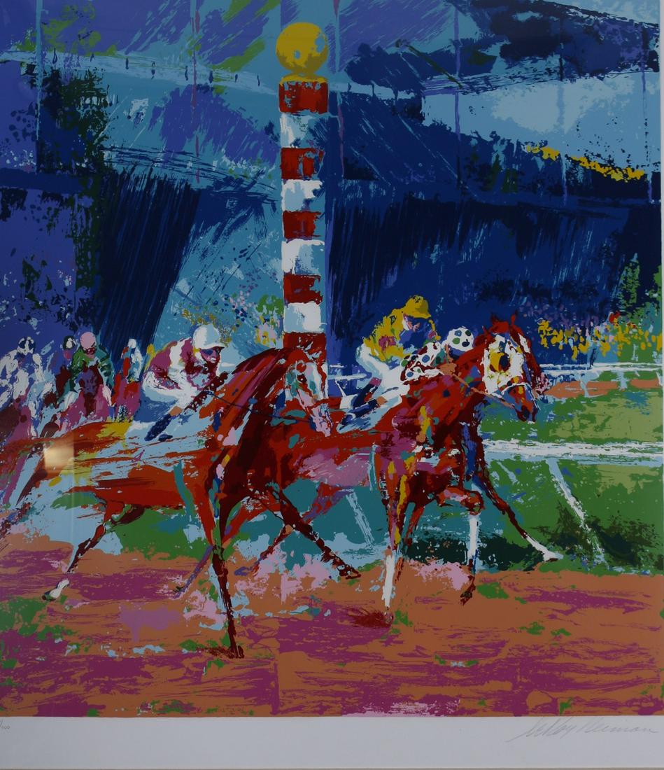 LeRoy Neiman Serigraph, "Clubhouse Turn": LeRoy Neiman (American, 1921-2012), "Clubhouse Turn," 1975, serigraph, pencil signed lower right, and numbered 207/300 lower left, image: 38.74 x 35.75; as framed: 48"h x 44.5"w.