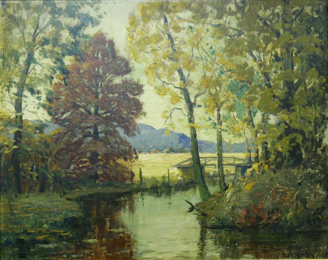 Charles W Dahlgreen 24x30 O/B Autumn Bridge (1 of 4)