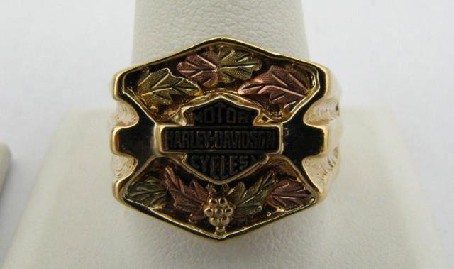 10K Gold Gentleman's Harley Davidson Ring: 10K Rose and Yellow Gold Gentleman's Harley Davidson Ring, size 14 GB1001191A