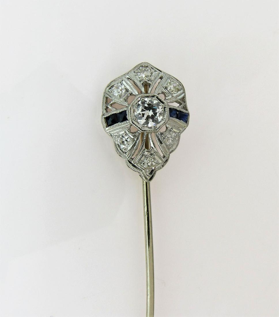 Vintage WG/Platinum Diamond, Sapphire Stick Pin (1 of 3)