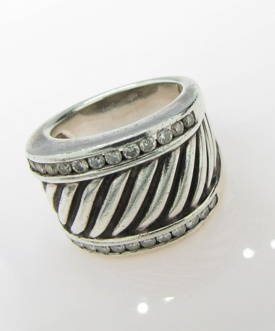 David Yurman Sterling, Diamond Cable Band Ring (1 of 4)