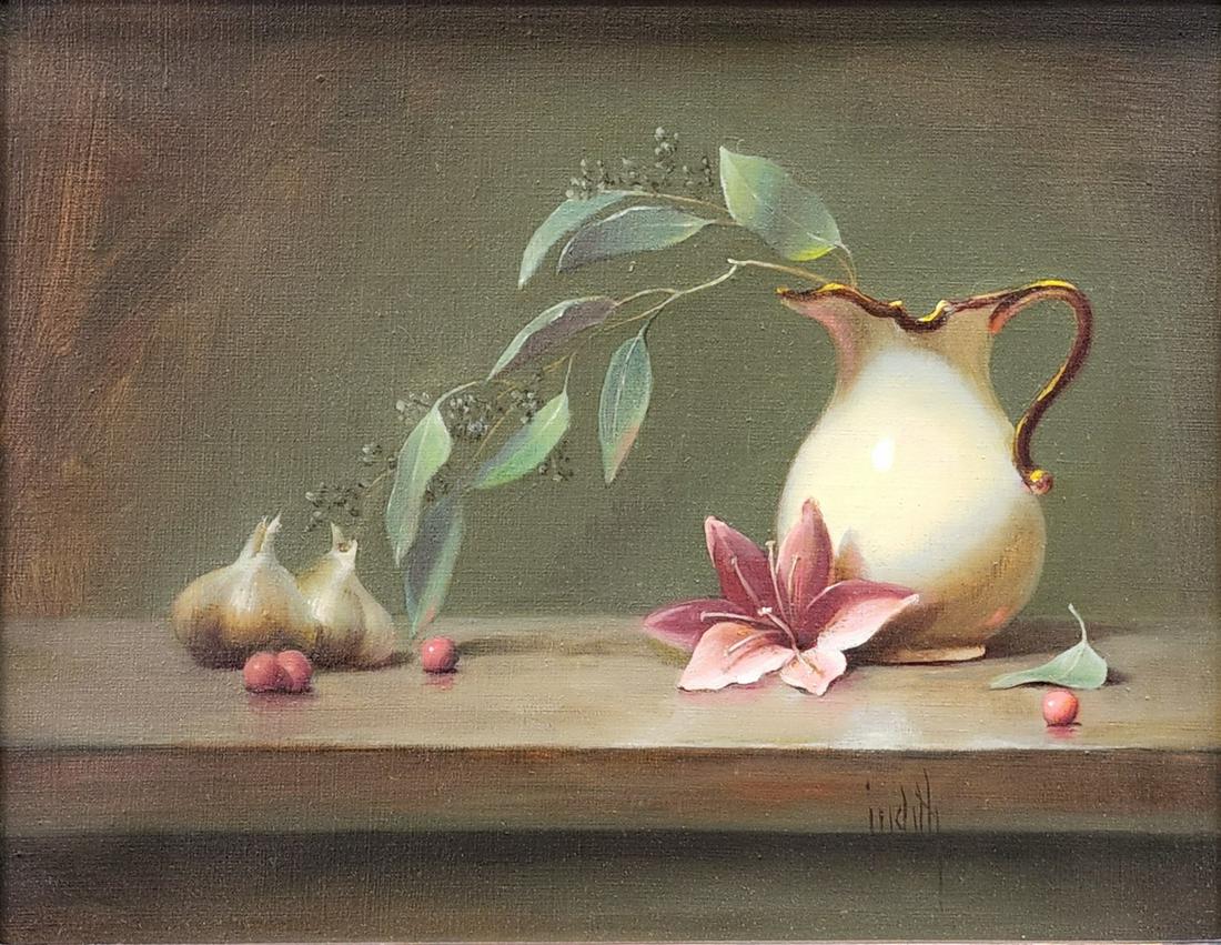 Judith Lewis 11x14 Oil on Linen Sweet Serenade: Judith Lewis (IN, active) 11x14 , Oil on Linen , Signed Lower , Sweet Serenade , Exhibited: Yes Exhibited in Nashville, Indiana, Brown County Art Gallery, "32nd Annual Indiana Heritage Arts Exhibition