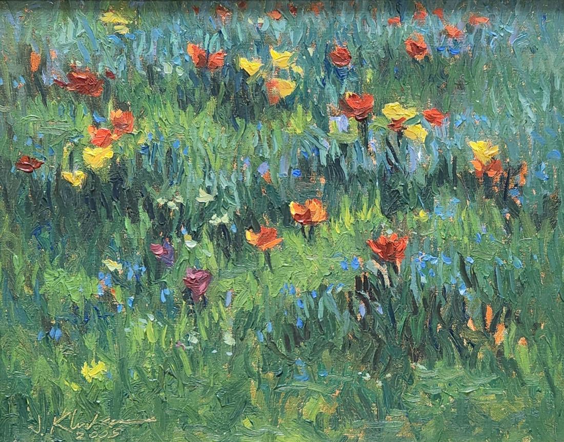 Jeff Klinker 11x14 Oil on Linen Field of Flowers: Jeff Klinker (Amer, Contemporary) 11x14 , Oil on Linen , Signed, Dated Lower Left , Field of Flowers , Depicting: Field of Flowers