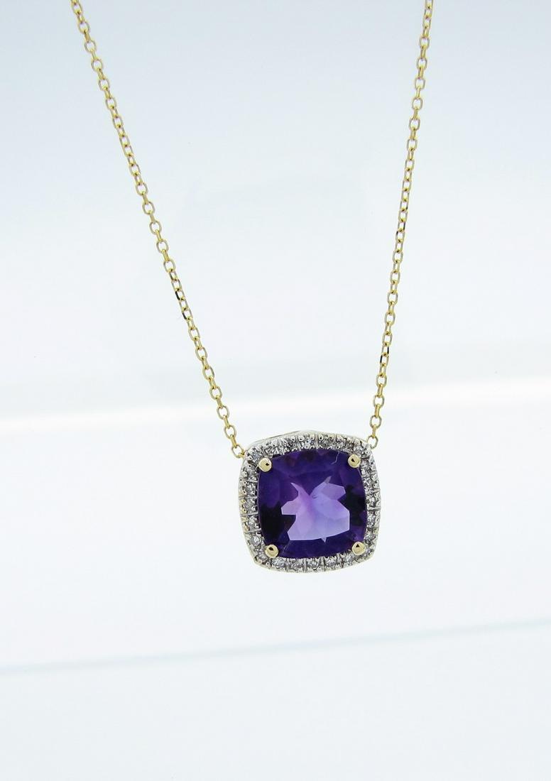 14K Amethyst and Diamond Cushion Shaped Pendant (1 of 4)